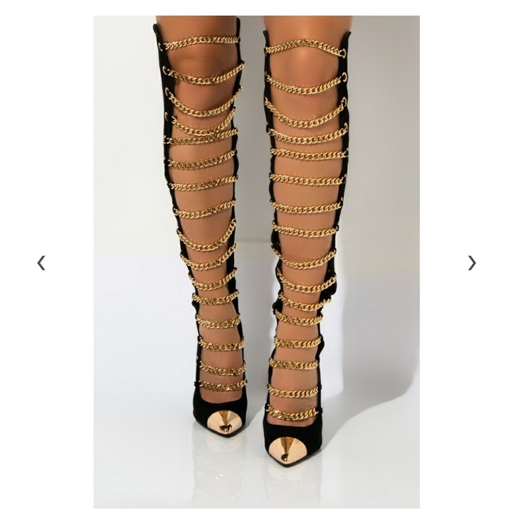 Azalea wang CHAIN ME DOWN TO HELL STILETTO BOOT